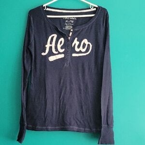 Aero Navy Long Sleeve Henley